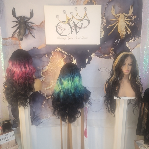 24" electric blast green and yellow lace front - Picture 5 of 8